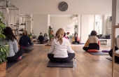 Durante una clase de Yoga